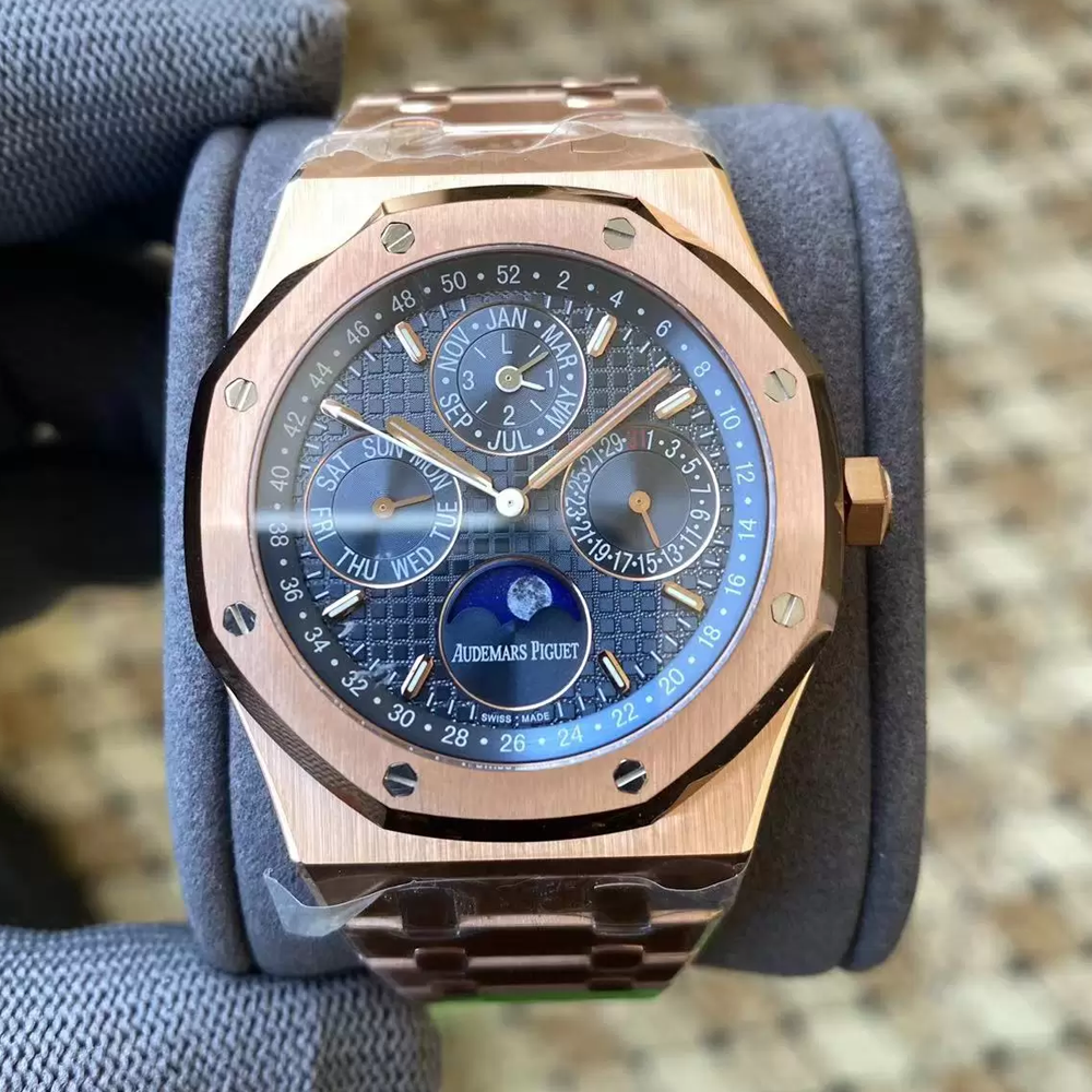 오데마피게 로얄오크 퍼페츄얼 캘린더 청판 다이얼 RG 금통 41mm 26574