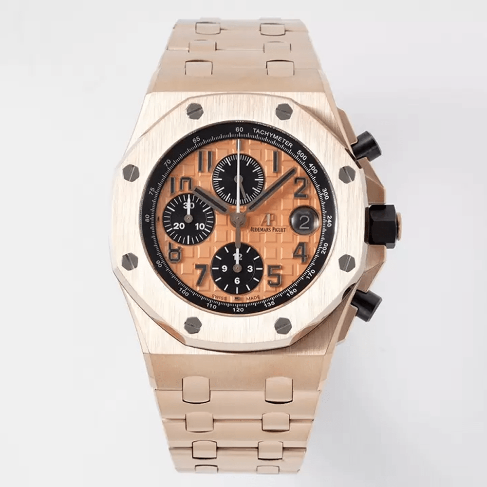오데마피게 로얄오크 오프쇼어 크로노그래프 오렌지 텍스처 다이얼 RG 금통 42mm 26470