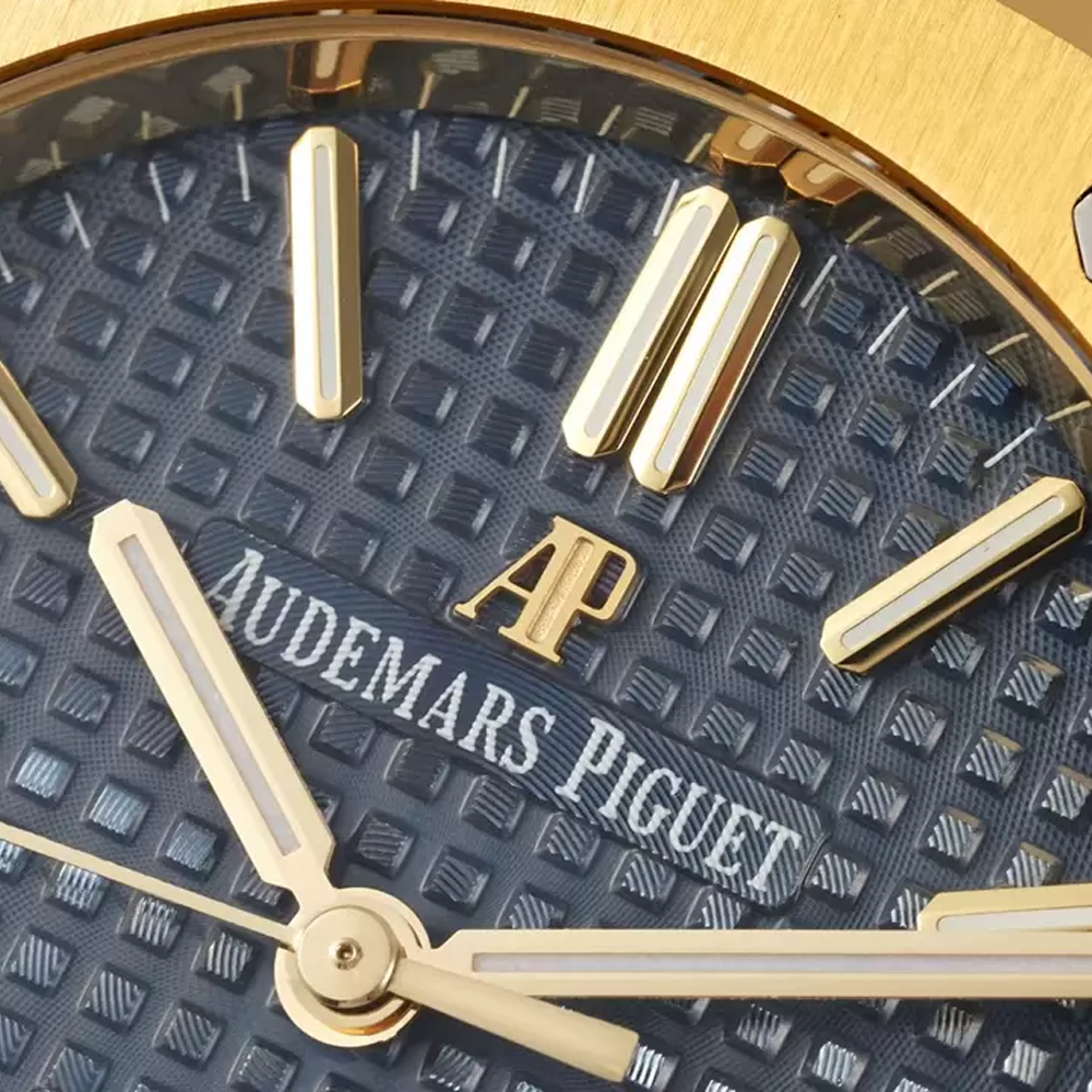 오데마피게 로얄오크 청판 텍스처 다이얼 옐로우 골드 금통 37mm 15450