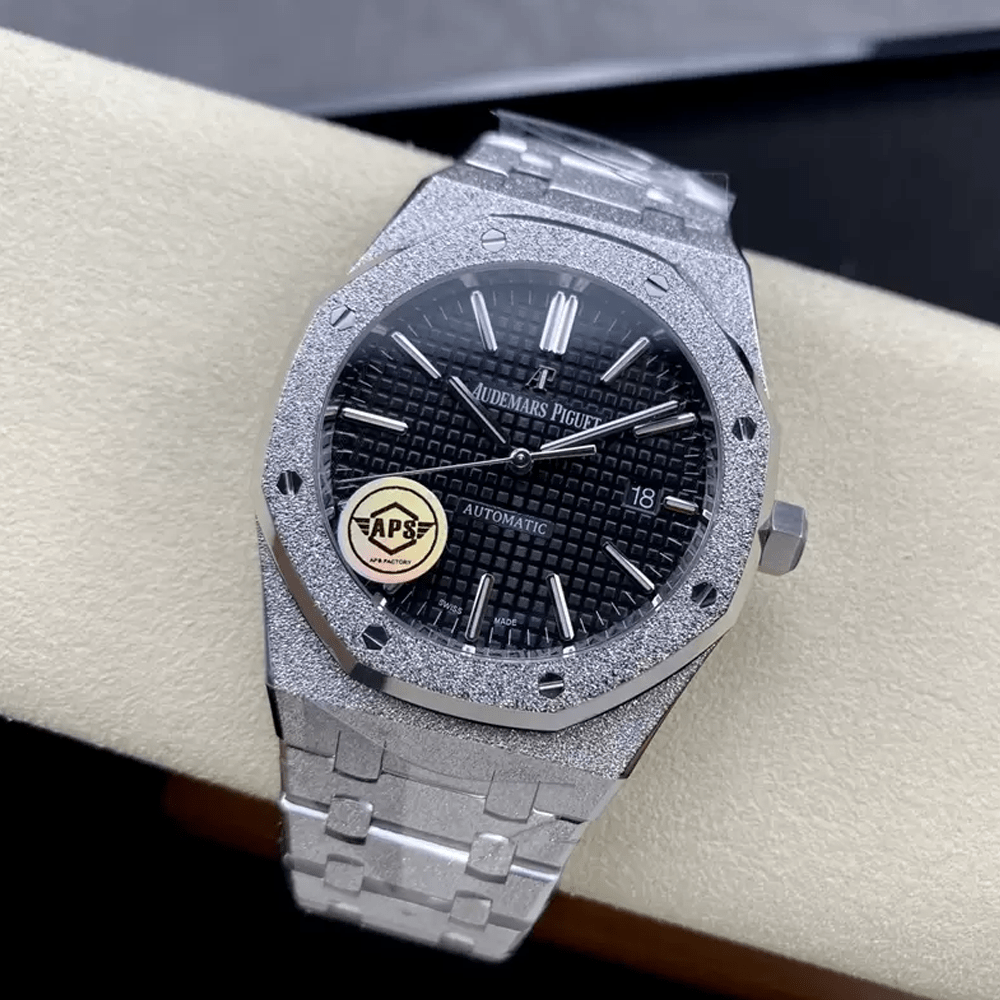 오데마피게 로얄오크 프로스트 블랙 다이얼 SS 브레이슬릿 41mm V3 15410