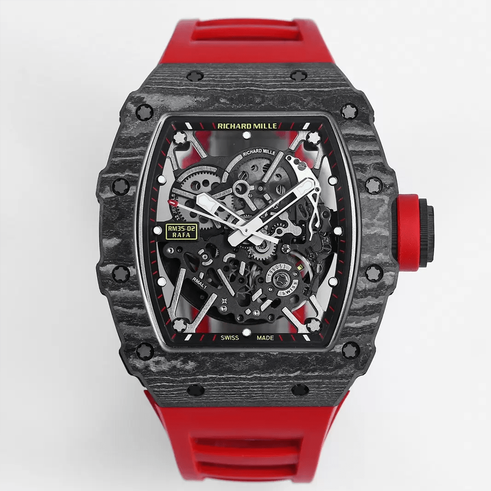 리차드밀 라파엘 나달 블랙 카본 스켈레톤 다이얼 레드 러버 스트랩 RM35-02
