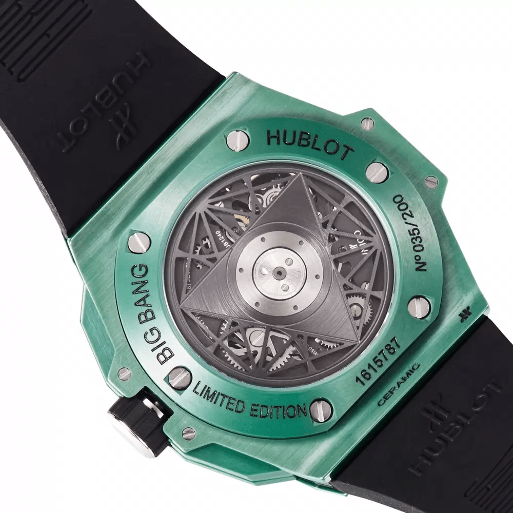 위블로 빅뱅 Sang Bleu II 세라믹 그린 러버 스트랩 45mm 418.GX.5207.RX.MXM22