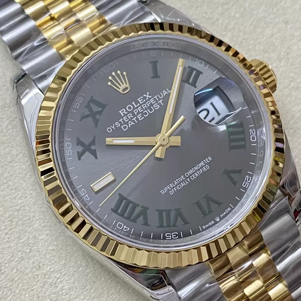 롤렉스 데이저스트 윔블던 그레이 로만 다이얼 YG 콤비 쥬빌레 36mm 126233