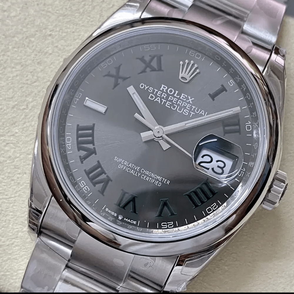 롤렉스 데이저스트 그레이 윔블던 로만 다이얼 스무스 베젤 오이스터 36mm 126200