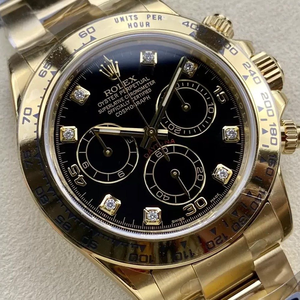롤렉스 데이토나 크로노그래프 검판 다이얼 8P다이아 YG 금통 40mm 116508