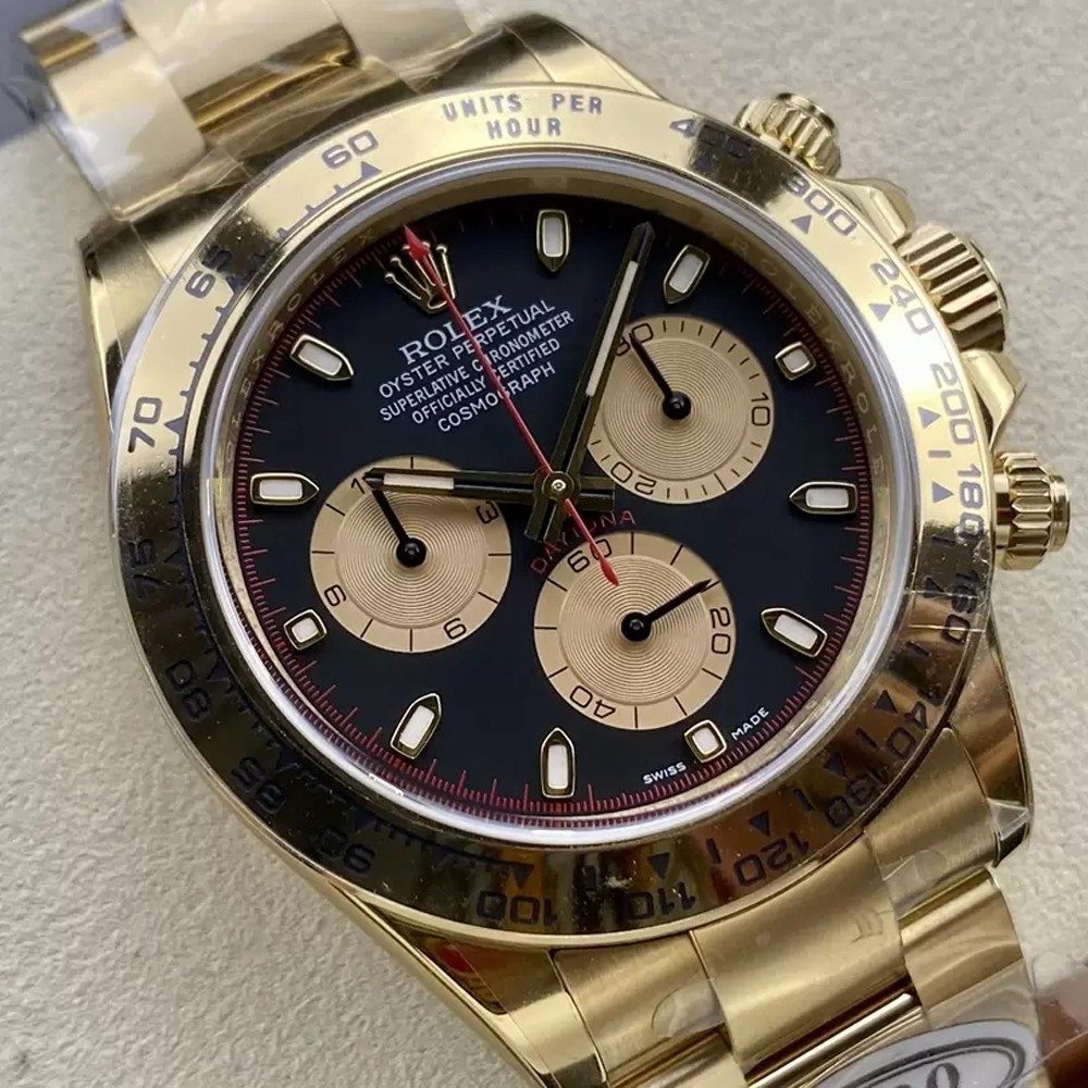 롤렉스 데이토나 크로노그래프 검판 다이얼 바인덱스 YG 금통 40mm 116508