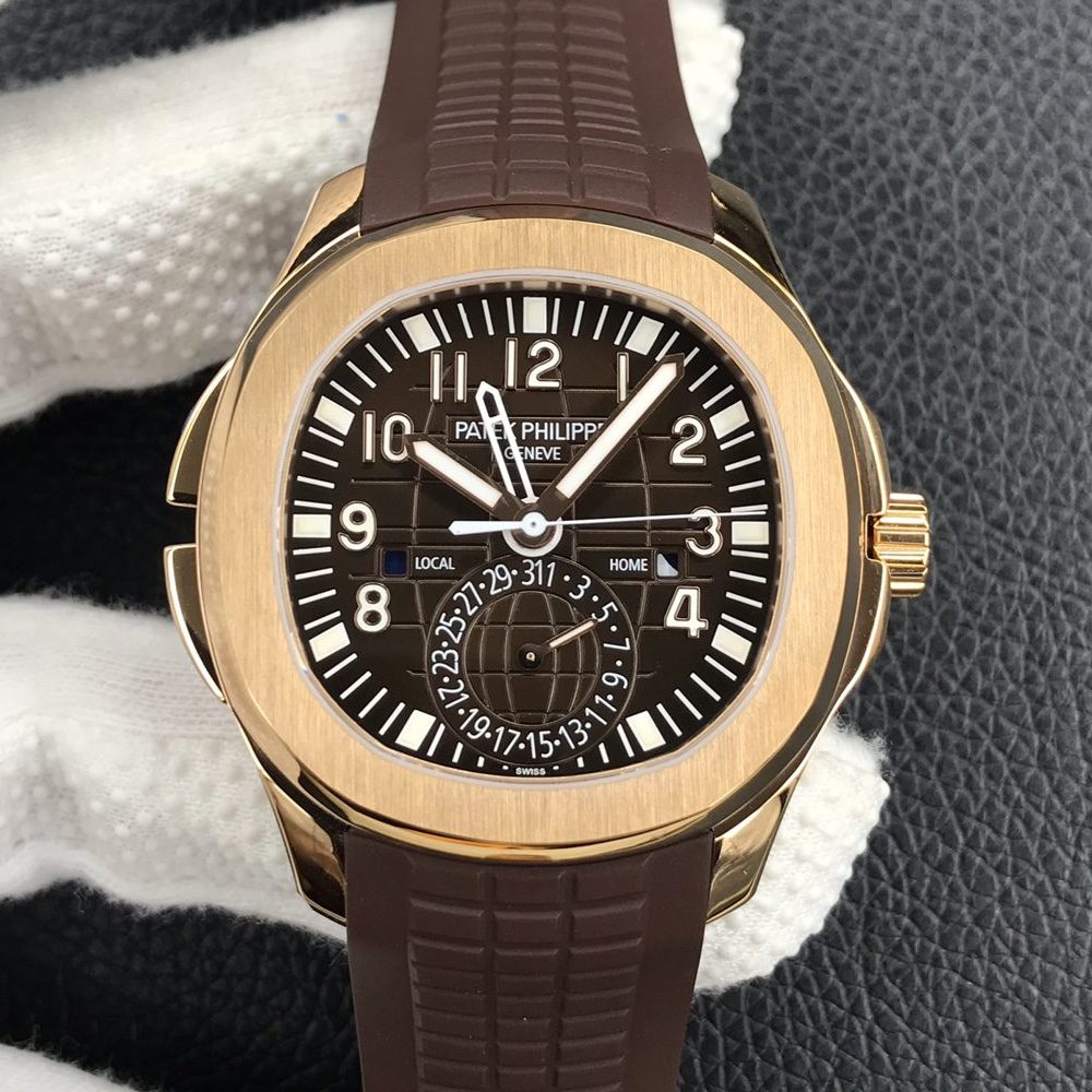 파텍필립 아쿠아넛 트래블타임 브라운 다이얼 로즈골드 41mm 5164