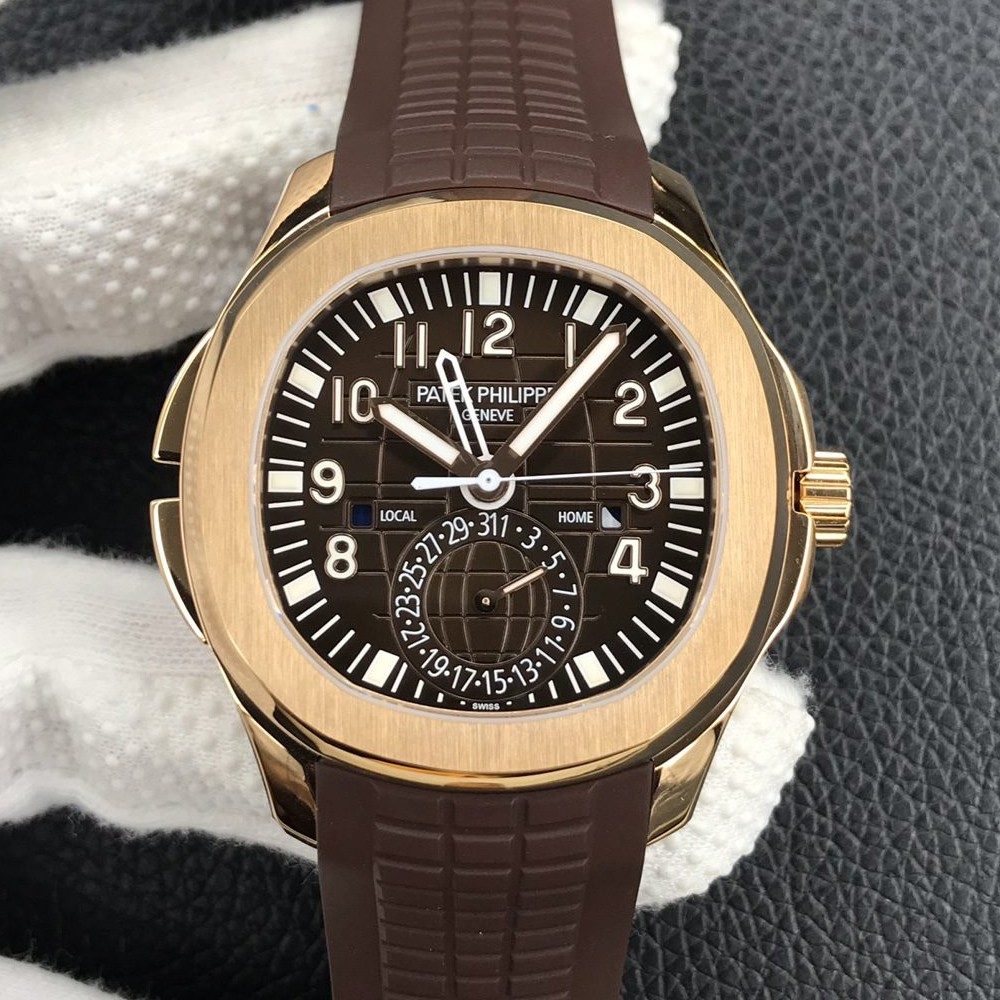 파텍필립 아쿠아넛 트래블타임 브라운 다이얼 로즈골드 41mm 5164