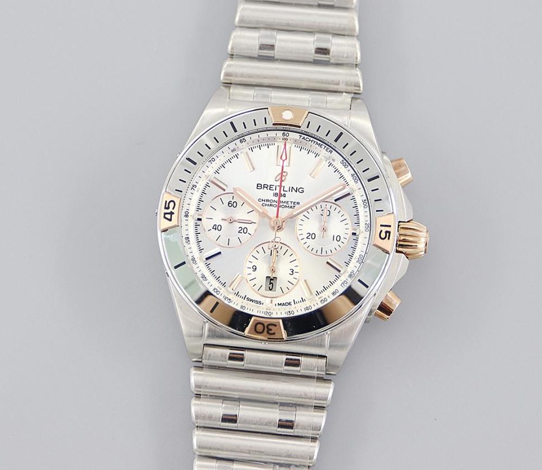 브라이틀링 크로노그래프 크로노맷 실버 다이얼 콤비 42mm IB0134101G1A1