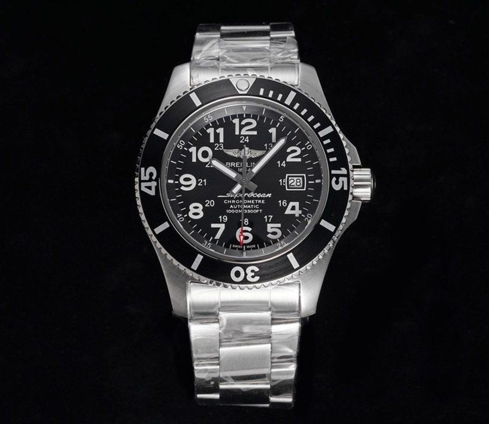 브라이틀링 슈퍼오션 II 스틸 블랙 다이얼 SS 브레이슬릿 44mm A17392D71B1A1