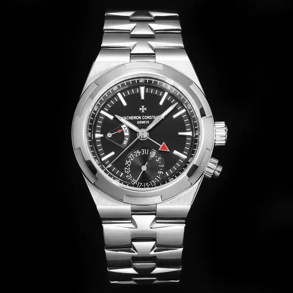 바쉐론 콘스탄틴 오버시즈 듀얼타임 블랙 다이얼 SS 브레이슬릿 41mm 7900V/110A-B546