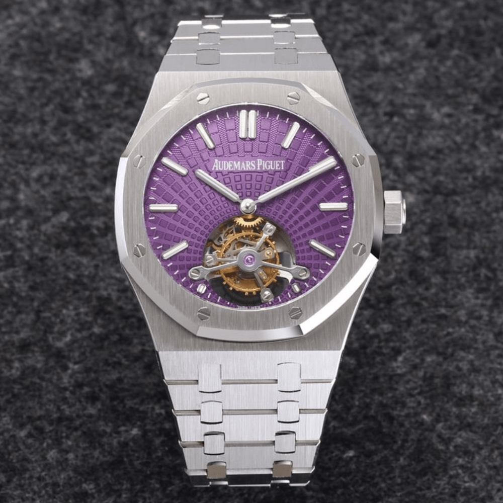 오데마피게 로얄오크 투르비옹 엑스트라씬 퍼플 다이얼 SS 브레이슬릿 V3 41mm 26522ST