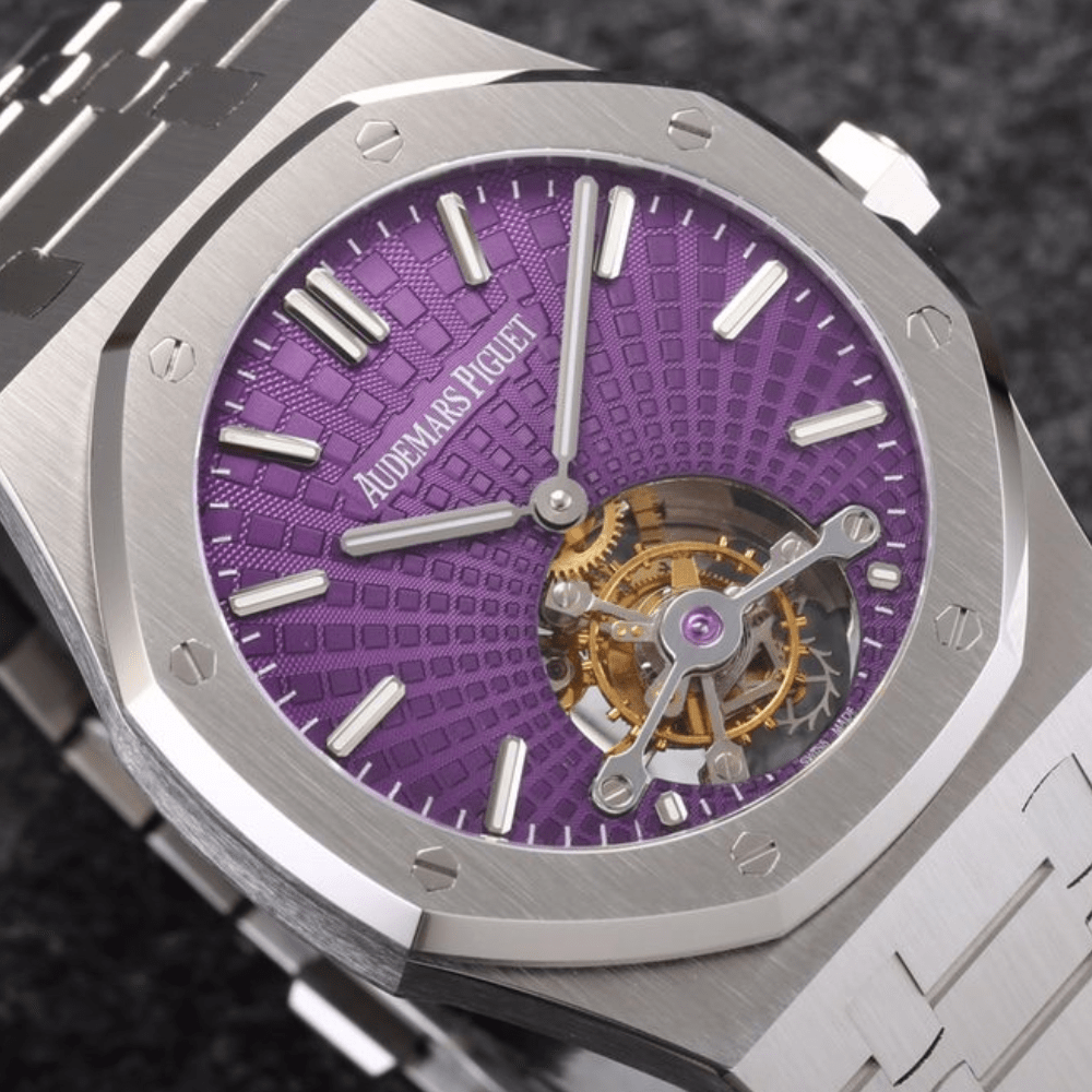 오데마피게 로얄오크 투르비옹 엑스트라씬 퍼플 다이얼 SS 브레이슬릿 V3 41mm 26522ST