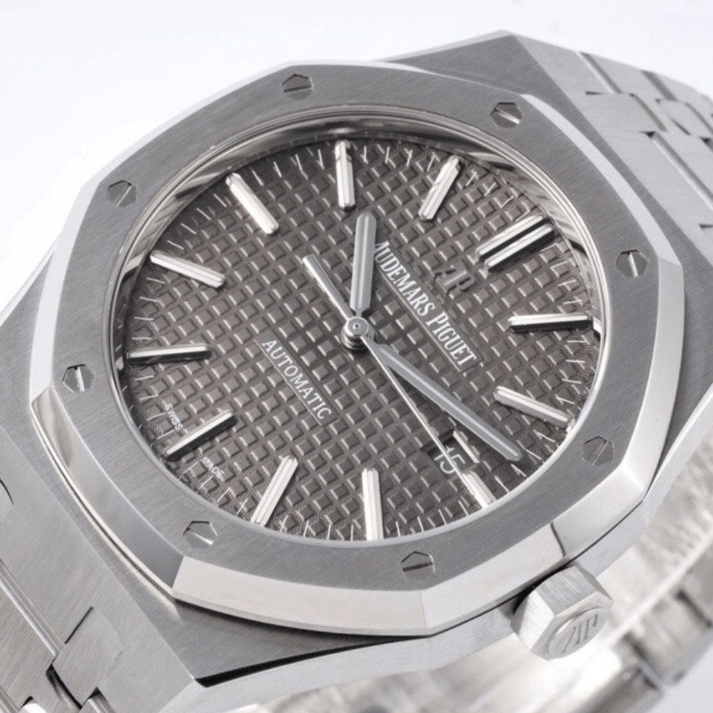 오데마피게 로얄오크 그레이 텍스처 다이얼 스틸 SS 브레이슬릿 V2 41mm 15400ST