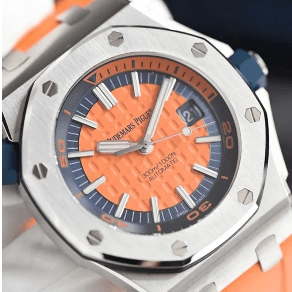 오데마피게 로얄오크 오프쇼어 다이버 오렌지 다이얼 러버 스트랩 42mm 15710ST