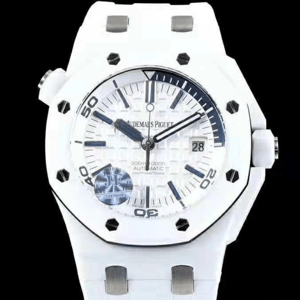 오데마피게 로얄오크 오프쇼어 다이버 화이트 다이얼 러버 스트랩 42mm 15707