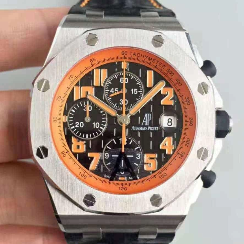 오데마피게 로얄오크 오프쇼어 볼케이노 스틸 가죽 스트랩 42mm 26170ST