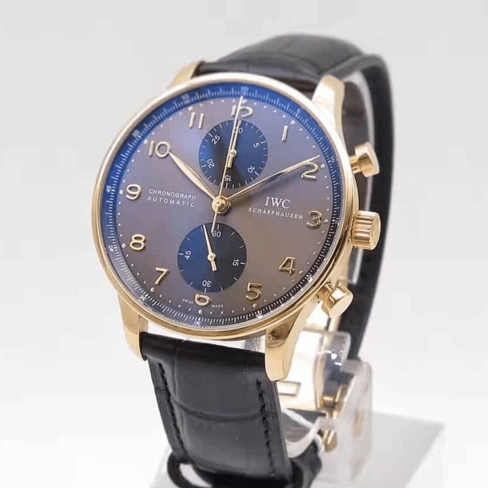 IWC 포르투기저 크로노그래프 로즈골드 브라운 다이얼 레더 스트랩 41mm IW371482