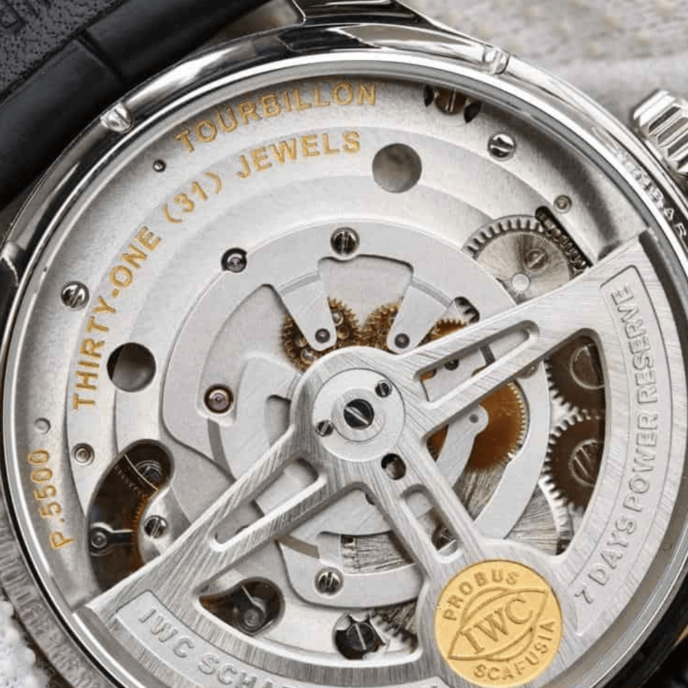 IWC 포르투기저 투르비옹 화이트/그레이 다이얼 레더 스트랩 44mm IW5463