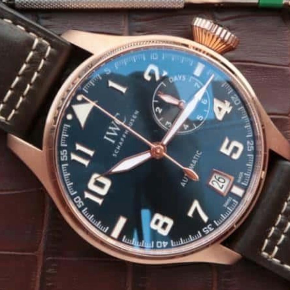 IWC 빅 파일럿 어린왕자 에디션 로즈골드 블루 다이얼 레더 스트랩 46mm IW500909
