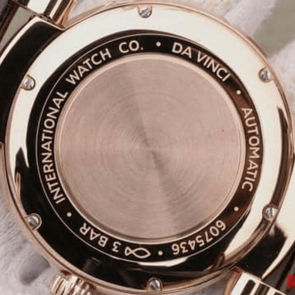 IWC 다빈치 오토매틱 로즈골드 화이트 다이얼 레더 스트랩 40mm IW458309