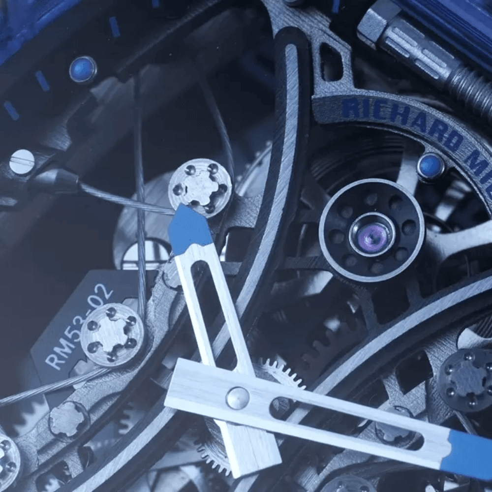 리차드밀 트랜스페어런트 블루 화이트 러버 스트랩 RM53-02