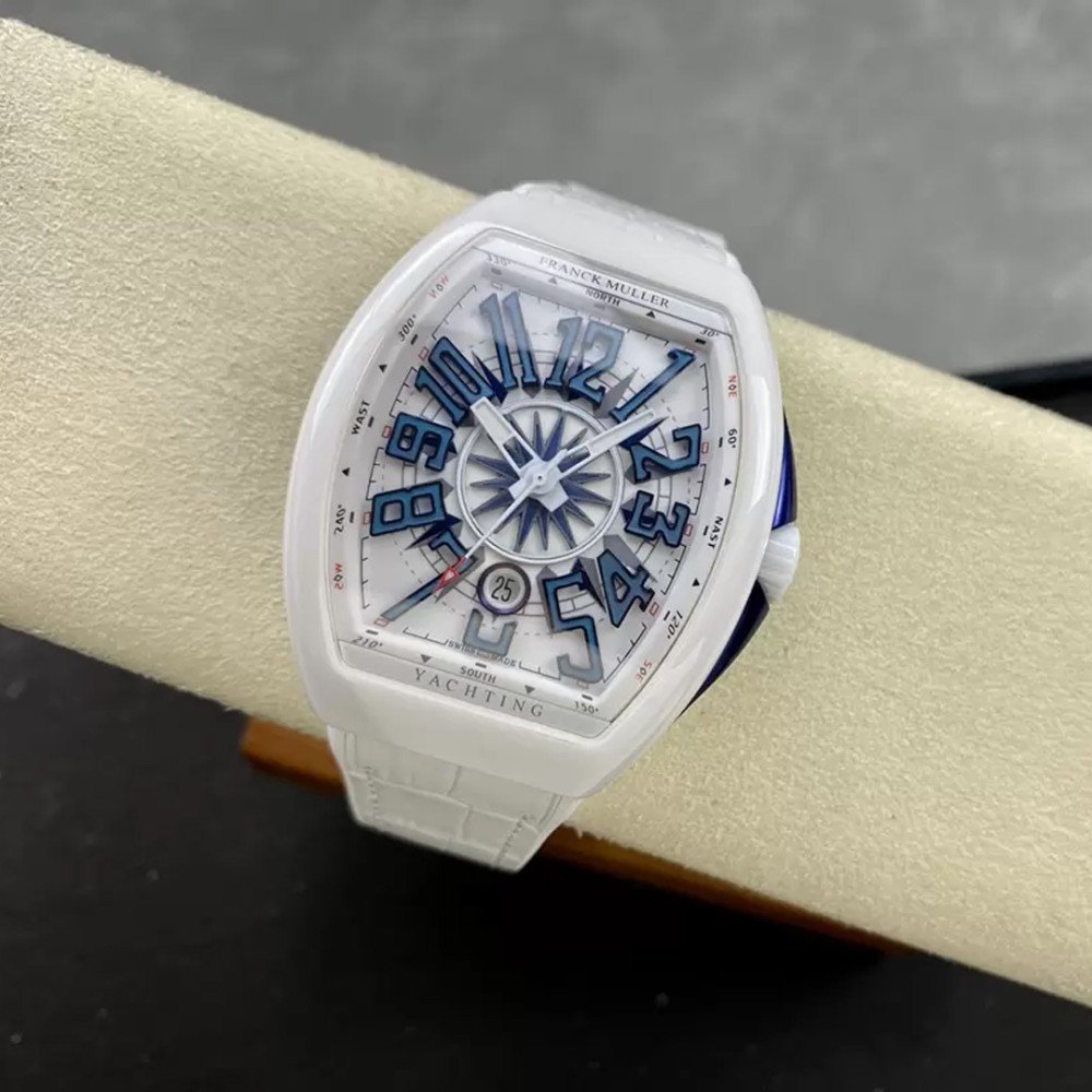 프랭크 뮬러 뱅가드 화이트 세라믹 블루 포인트 다이얼 한정판 45mm V45
