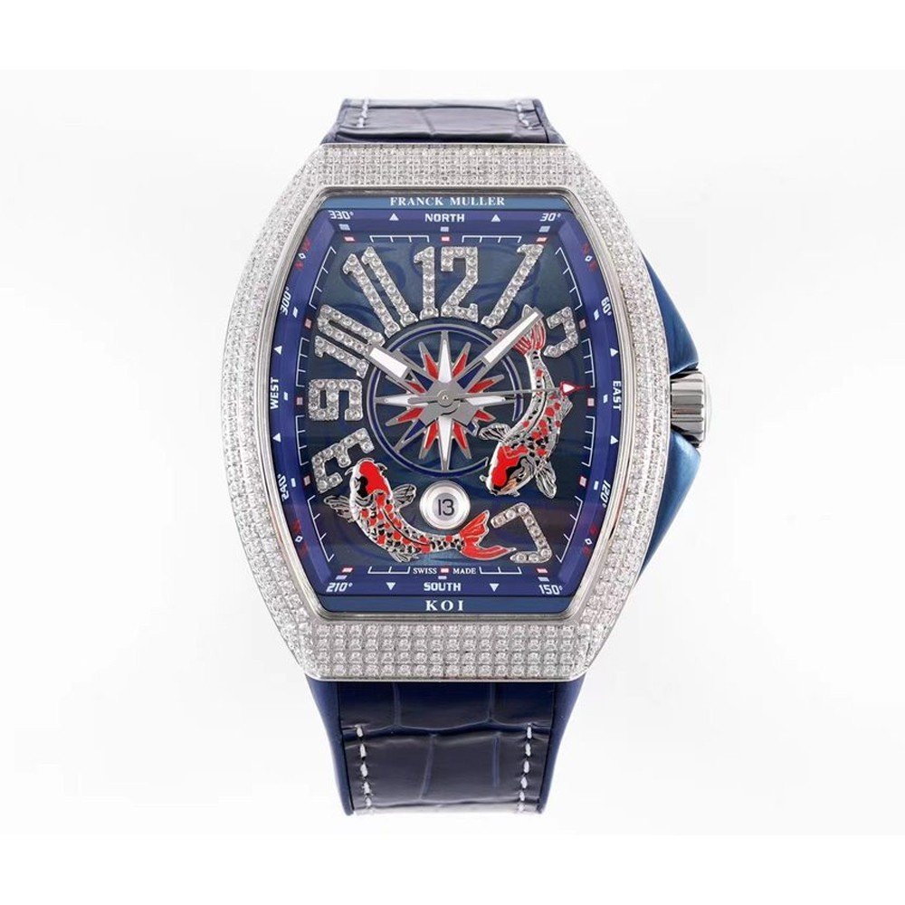 프랭크 뮬러 뱅가드 요팅 블루 다이얼 다이아 베젤 44mm V45 YT SC DT AC BL