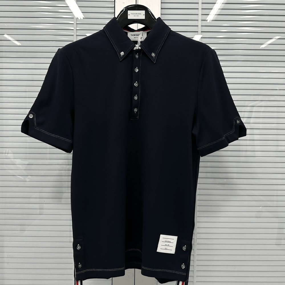 톰브라운 테크니컬 울 반팔 폴로 셔츠