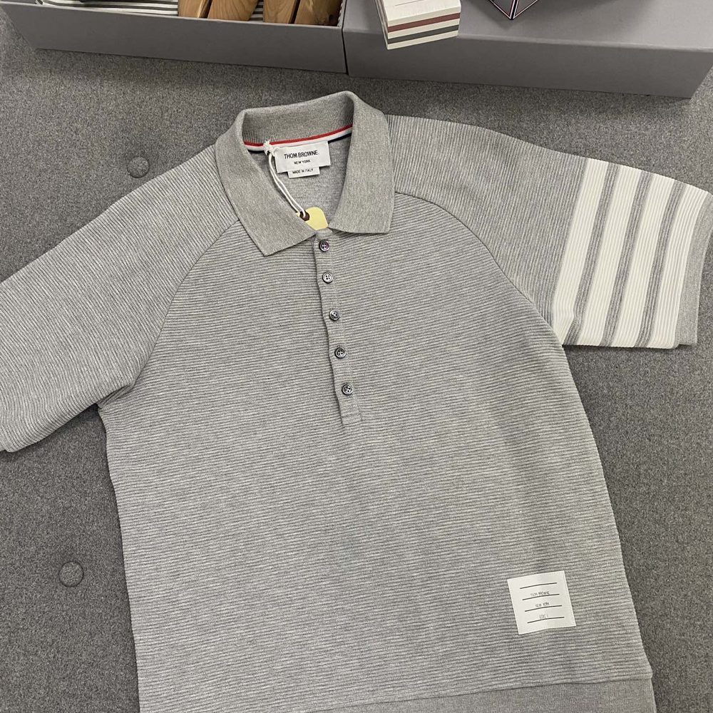 톰브라운 4바 와플 폴로 반팔 티셔츠