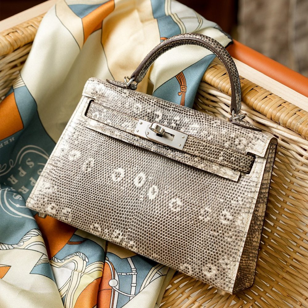 에르메스 올수공 미니 켈리 리자드 옴브레 팔라듐 하드웨어