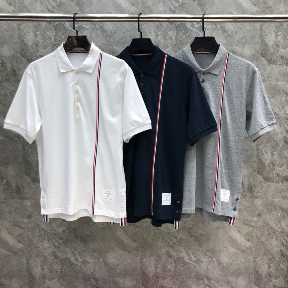 톰브라운 24SS 웨빙 플레인 라펠 폴로 반팔