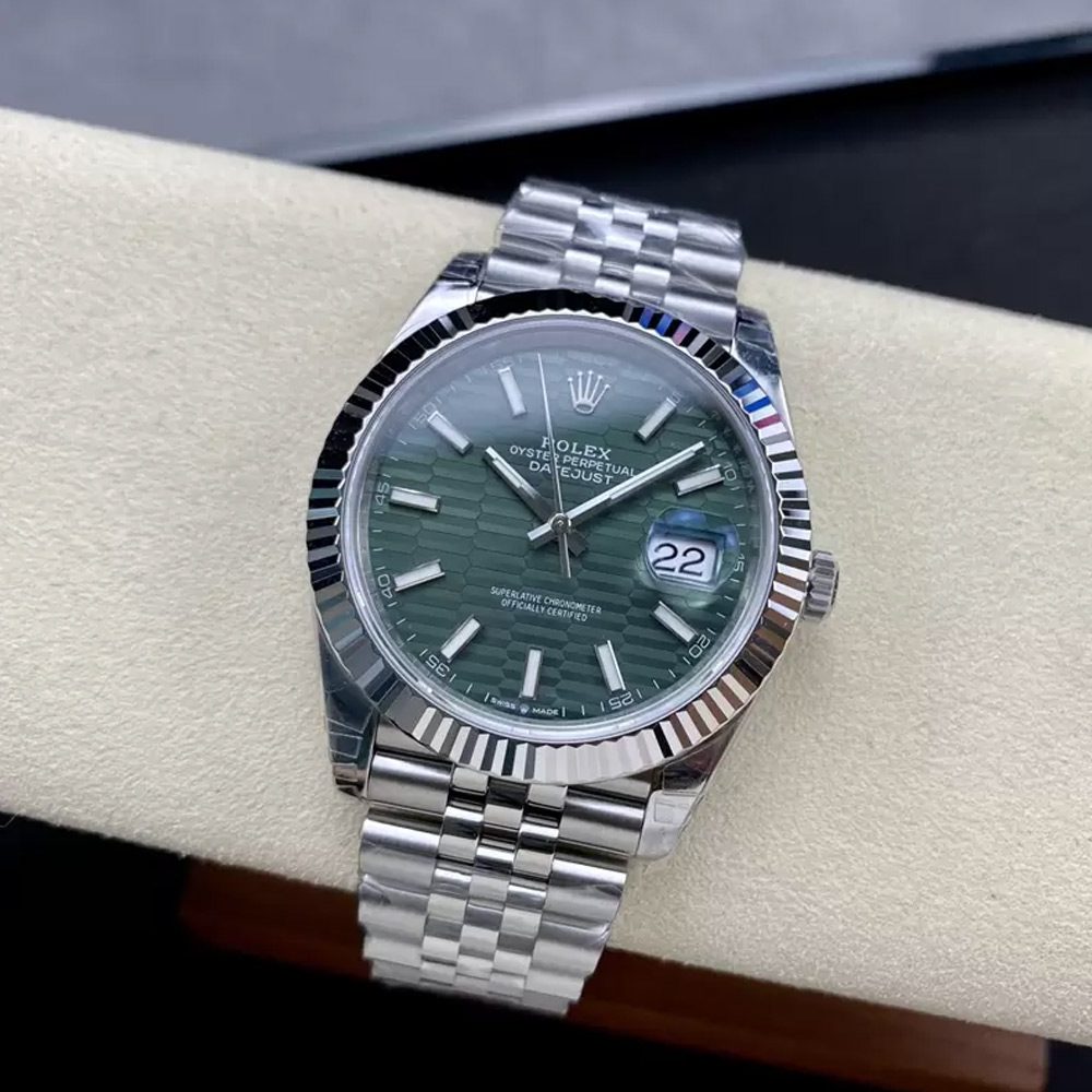 롤렉스 데이저스트 그린 텍스처 다이얼 바인덱스 SS 쥬빌레 41mm 126334