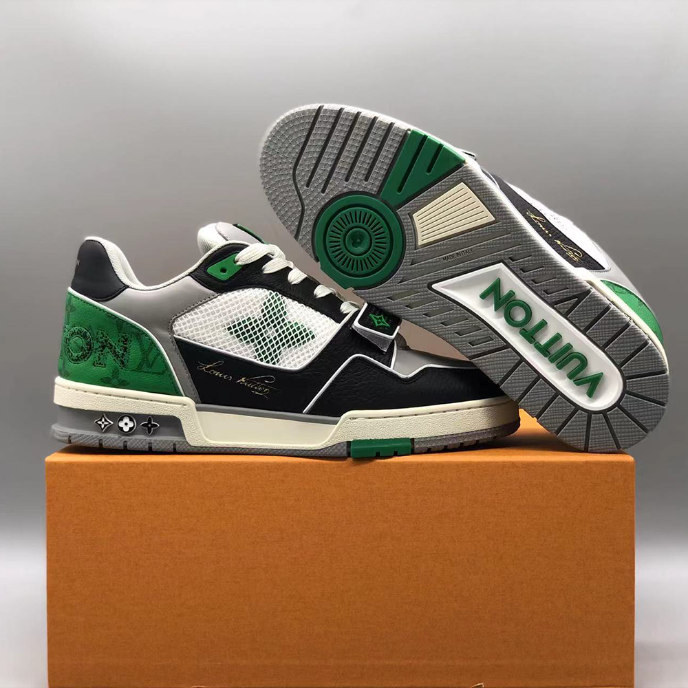 루이비통 LV트레이너 모노그램 플라워 블랙 그린 스니커즈