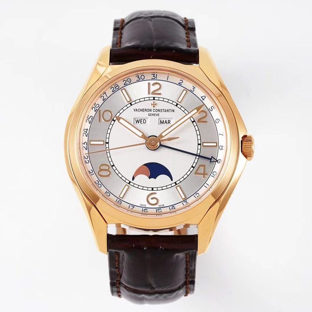 바쉐론 콘스탄틴 피프티식스 컴플리트 캘린더 화이트 다이얼 레더 스트랩 40mm 4000E/000A-B548