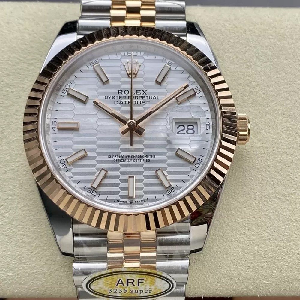 롤렉스 데이저스트 실버 텍스처 다이얼 바인덱스 RG 콤비 쥬빌레 41mm 126331