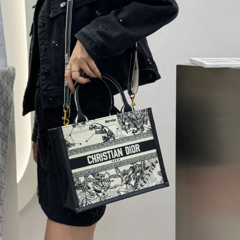 디올 북 토트 스트랩 백 스몰 조디악 라떼 멀티 컬러