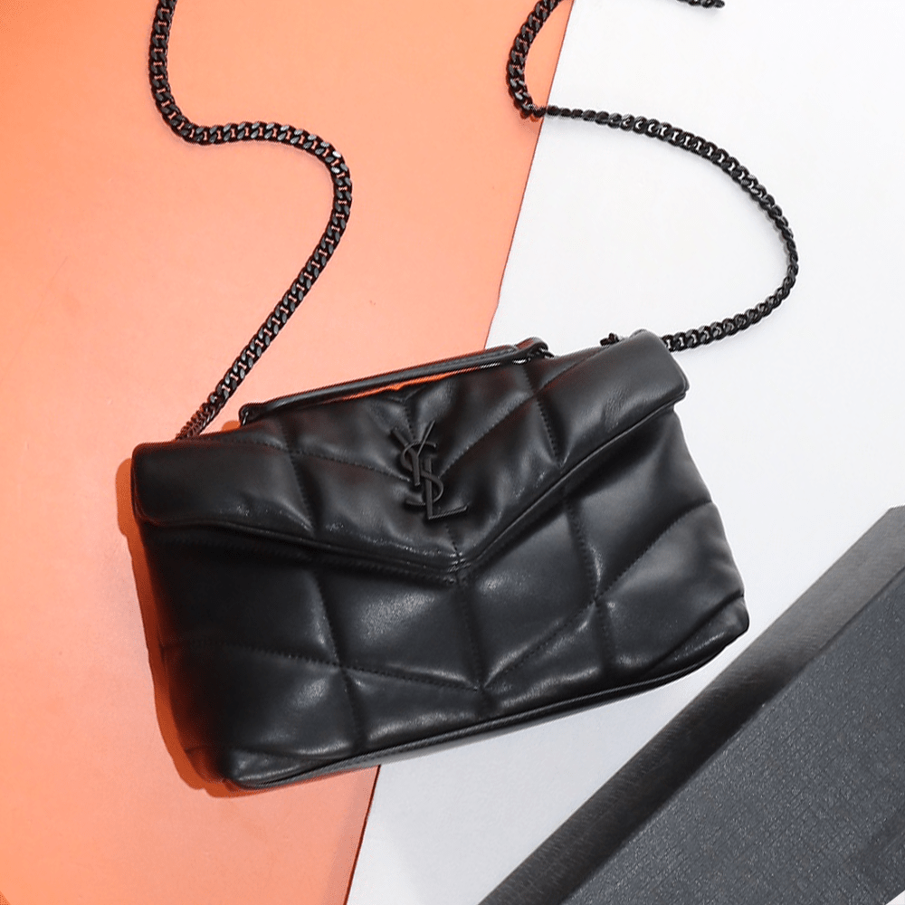 생로랑 나파 퀼팅 가죽 소재 PUFFER 블랙 스몰