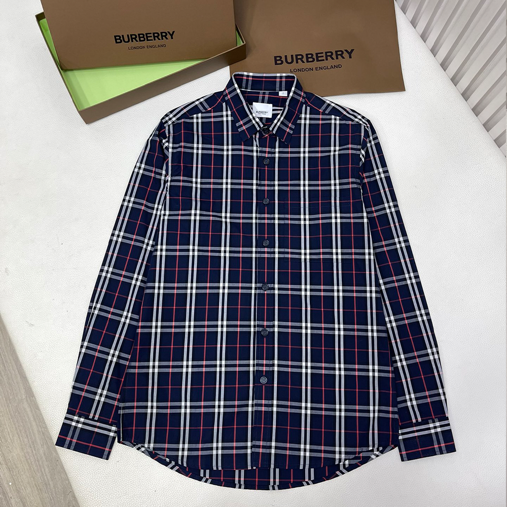 버버리 체크 클래식 네이비 셔츠