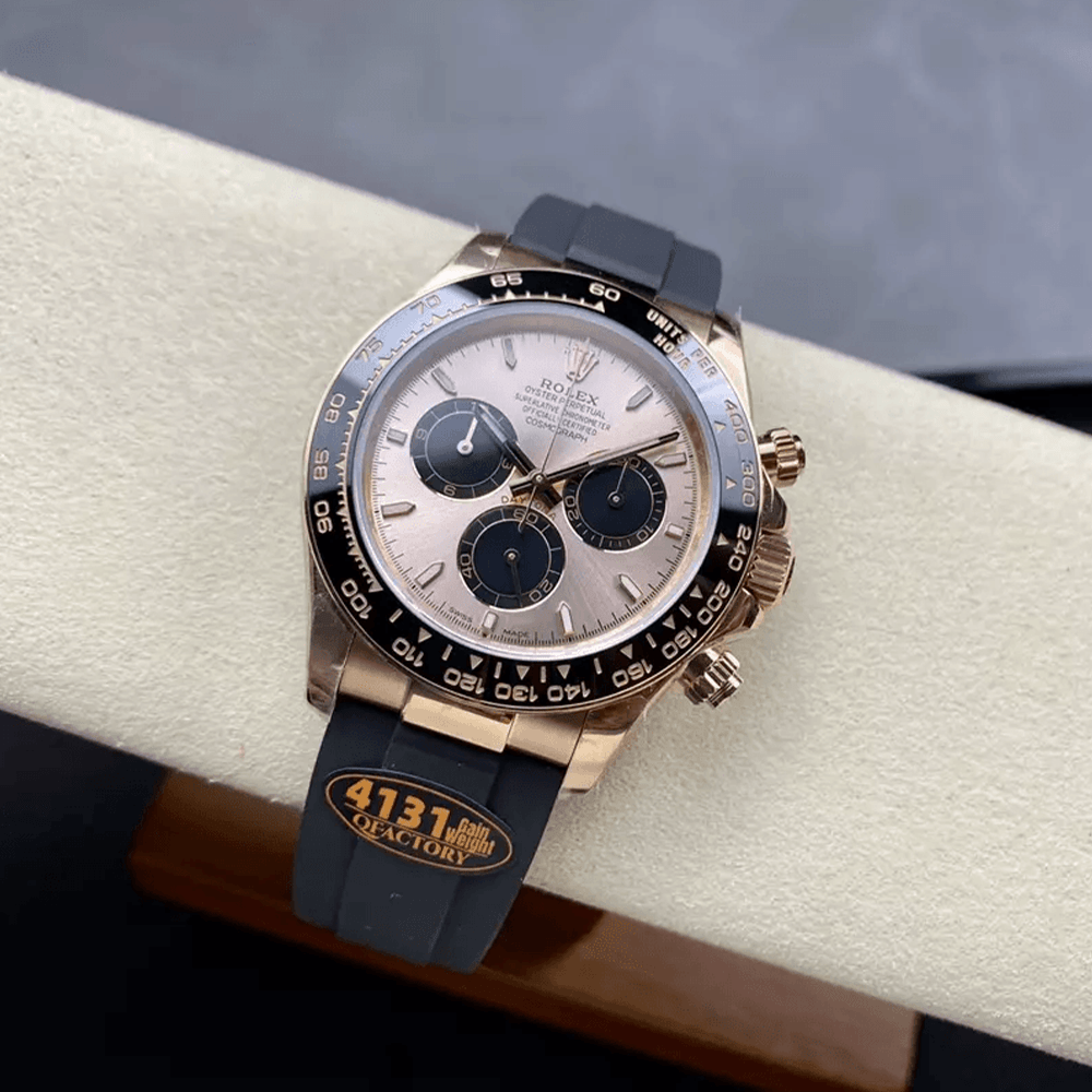 롤렉스 크로노그래프 데이토나 로즈골드 다이얼 바인덱스 러버밴드 40mm (텅스텐 헤비버전) 126515