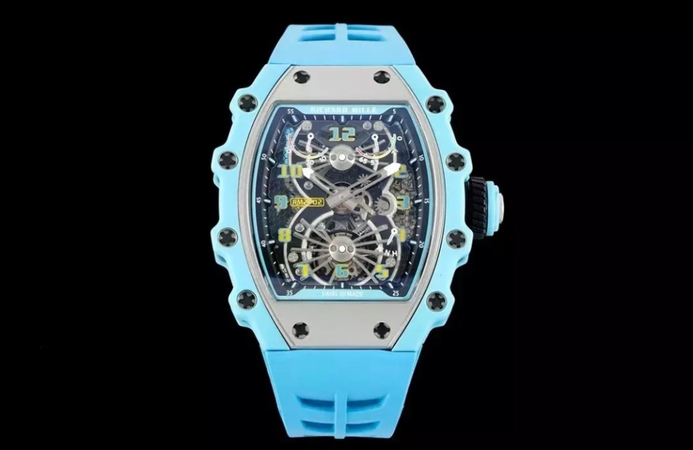 리차드밀 투르비옹 블루 쿼츠 에어로다인 스켈레톤 다이얼 블루 러버밴드 RM21-02