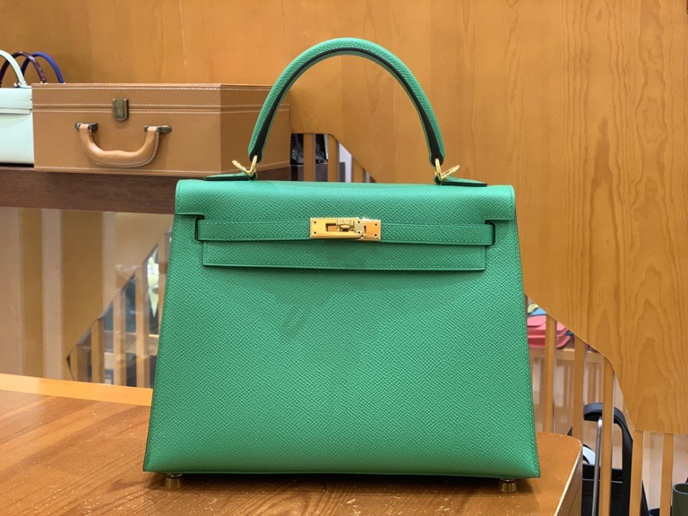 올수공 에르메스 켈리 25 뱀부 그린 골드 버클