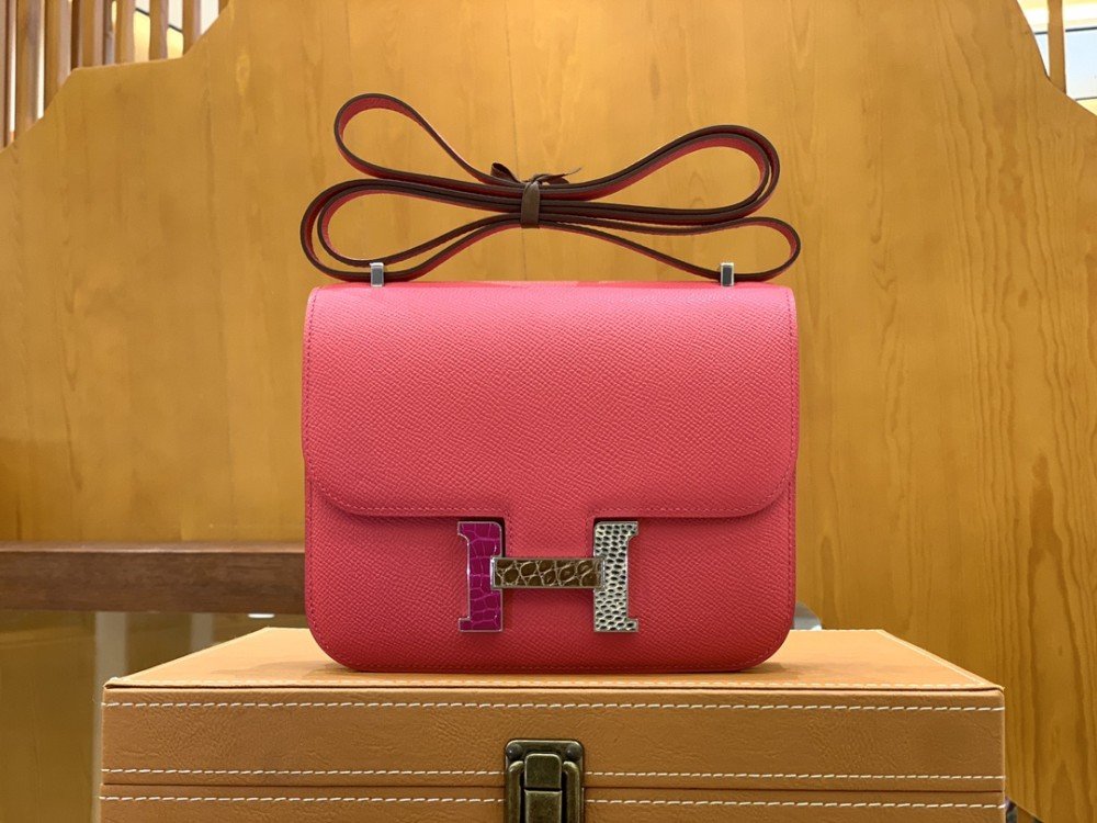 올수공 에르메스 콘스탄스 18 핑크 앱송 레더 버클