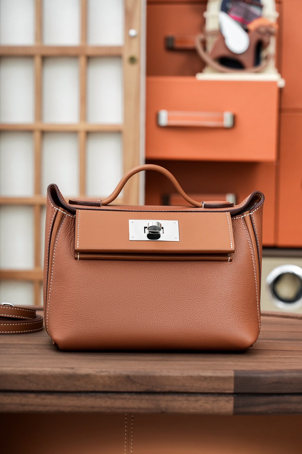 올수공 에르메스 2424 미니 백 브라운 팔라듐 하드웨어