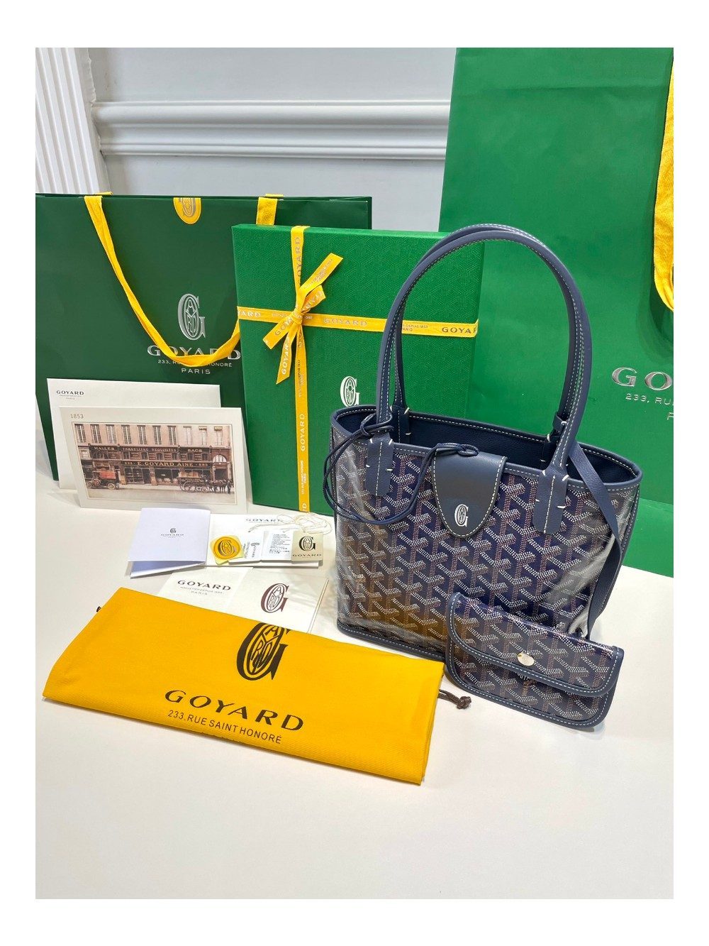 고야드 미니 앙주 토트백 네이비