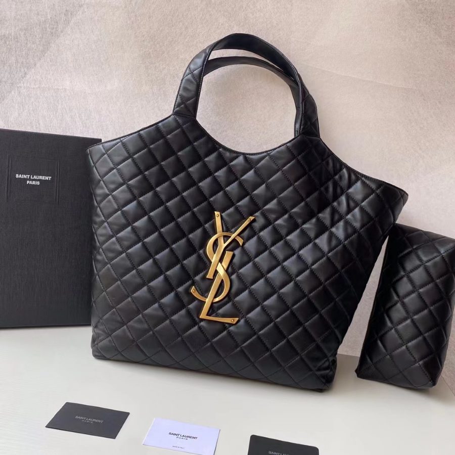 생로랑 맥시 쇼퍼백 금장 블랙