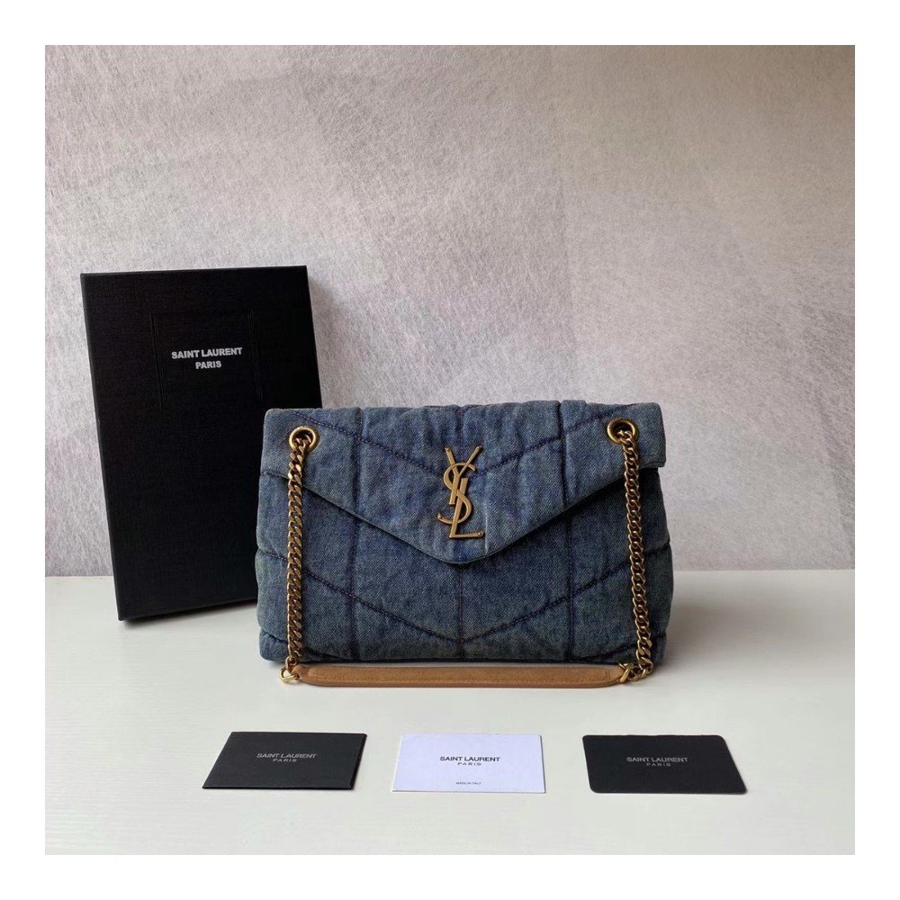 생로랑 모노그램 데님 루루백 미디엄