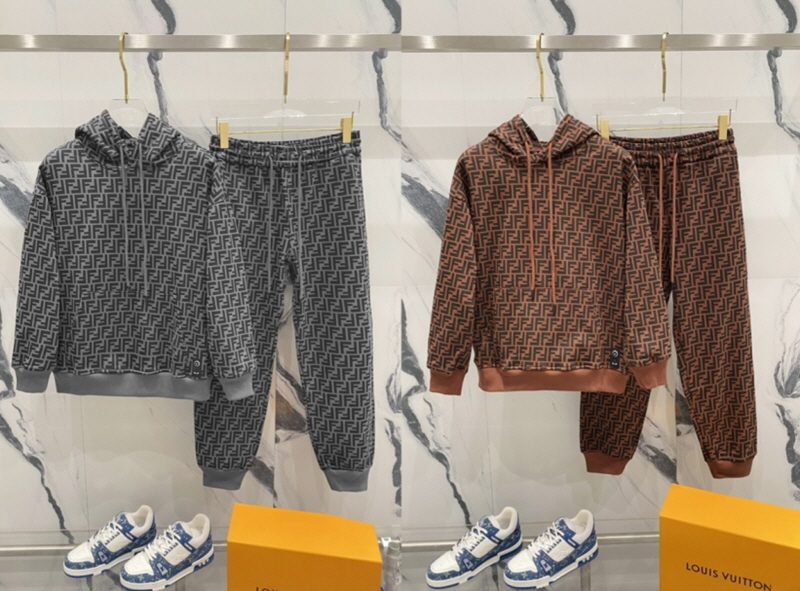 펜디 FF로고 트레이닝 후드 팬츠 세트(블랙/브라운)