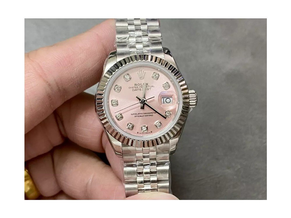 롤렉스 레이디 데이저스트 핑크 다이얼 10P 다이아 실버 28mm 279173