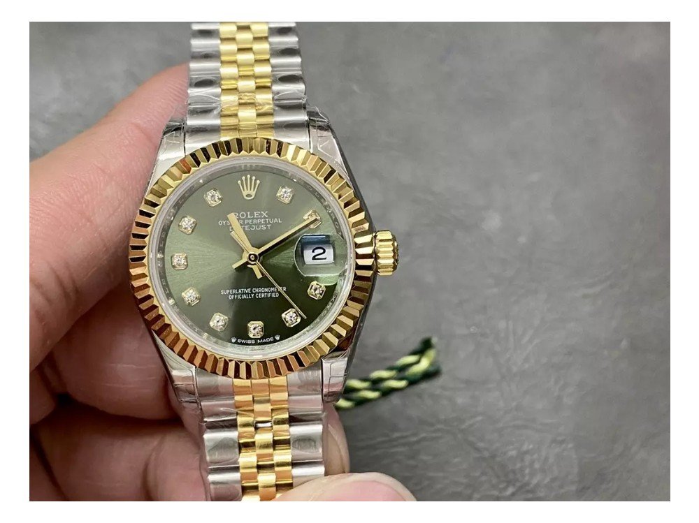 롤렉스 레이디 데이저스트 그린 다이얼 10P 다이아 콤비 28mm 279173
